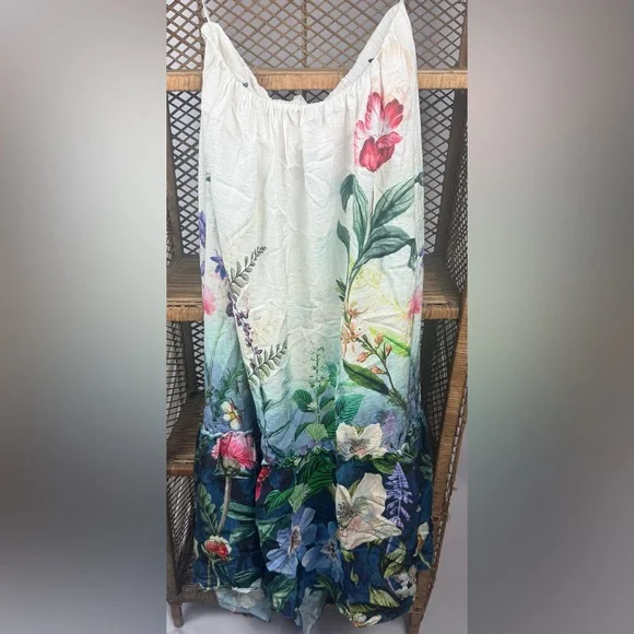 Anthropologie Floral Strapless High Low Floral Maxi Dress Boho Sz M NWOT $190 - Picture 6 of 9